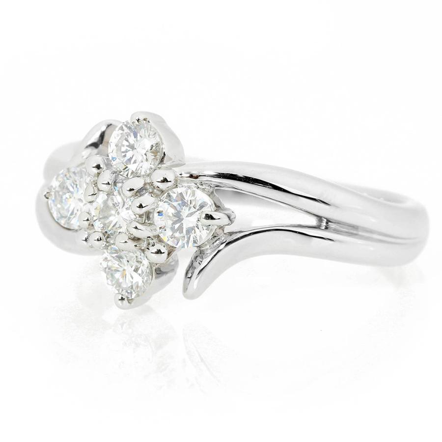 ダイヤモンド 0.5ct プラチナ Pt1000 フラワーモチーフ リング 12号 