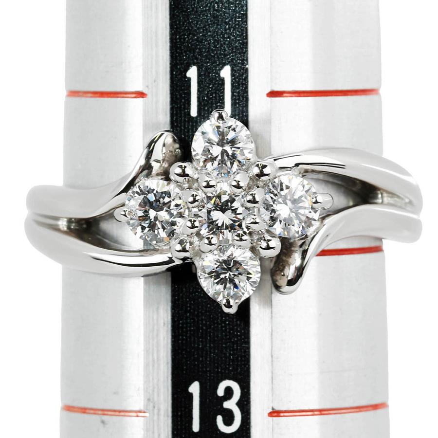 ダイヤモンド 0.5ct プラチナ Pt1000 フラワーモチーフ リング 12号 