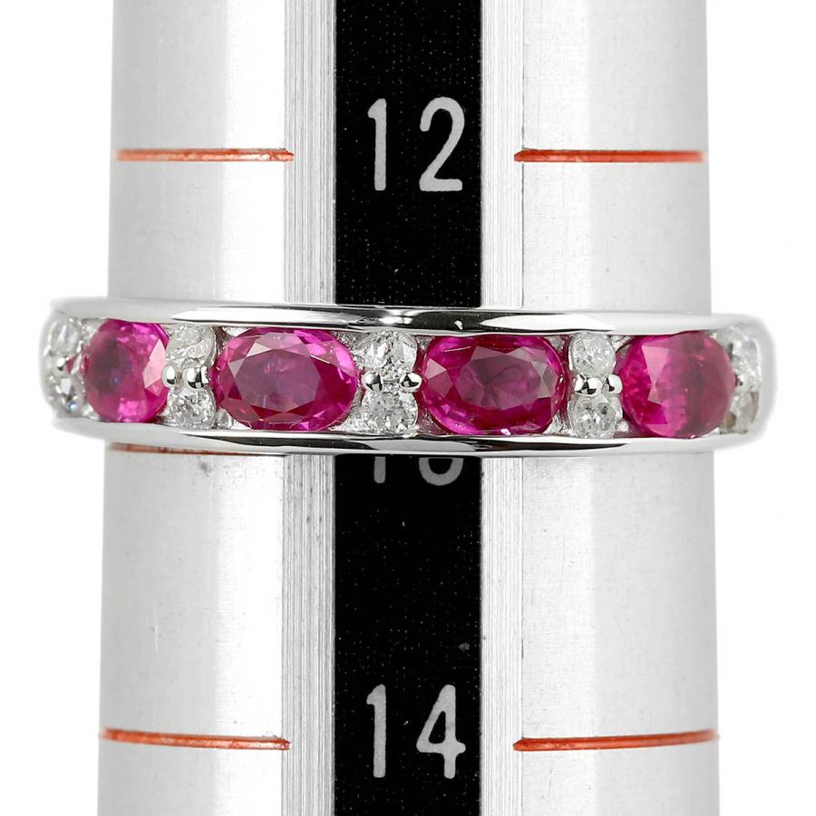 ルビー 0.71ct ダイヤモンド ホワイトゴールド K14WG リング 13号 指輪