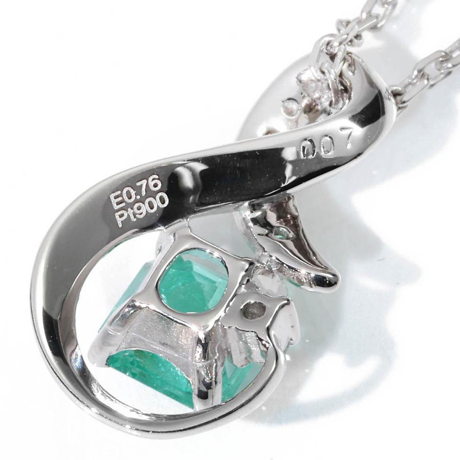 エメラルド 0.76ct ダイヤモンド プラチナ Pt900 ペンダントネックレス 