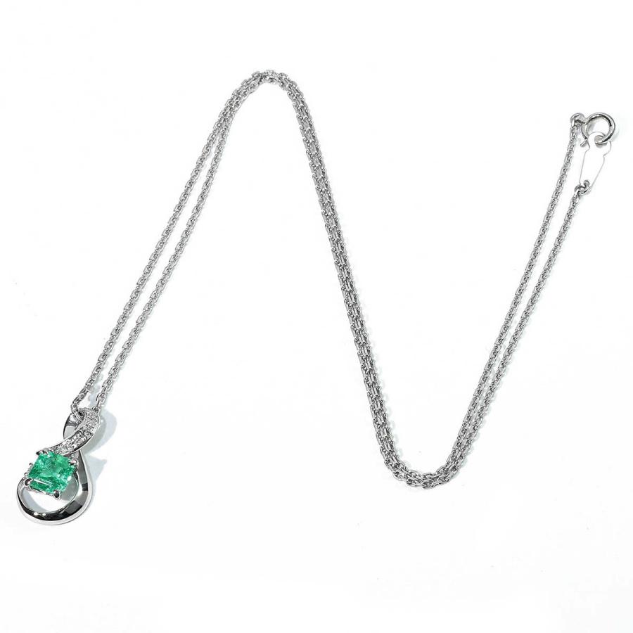 エメラルド 0.76ct ダイヤモンド プラチナ Pt900 ペンダントネックレス 