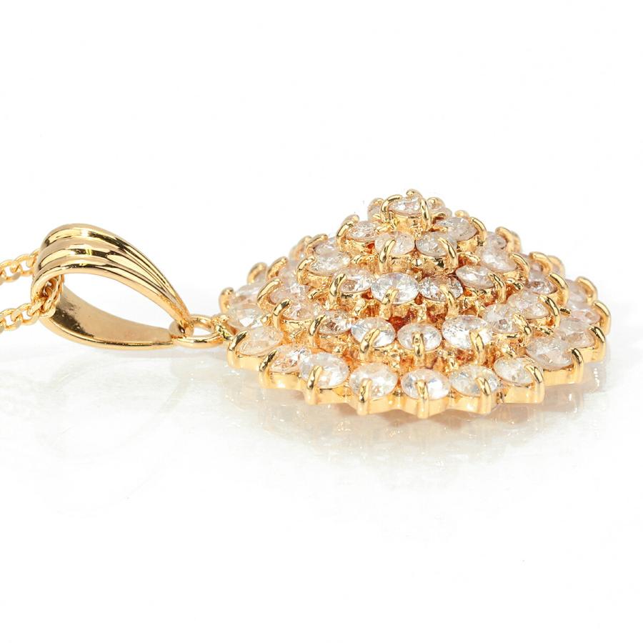 フラワーモチーフ ペンダントネックレス ダイヤモンド 1ct イエロー