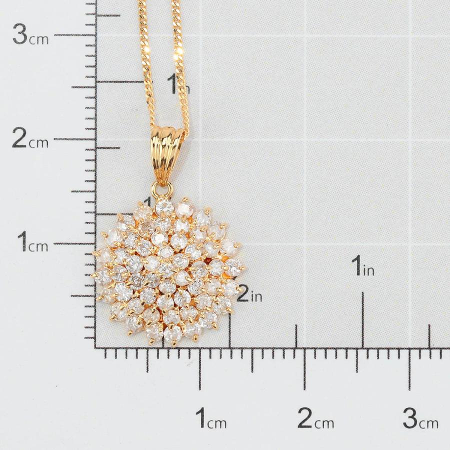 フラワーモチーフ ペンダントネックレス ダイヤモンド 1ct イエロー