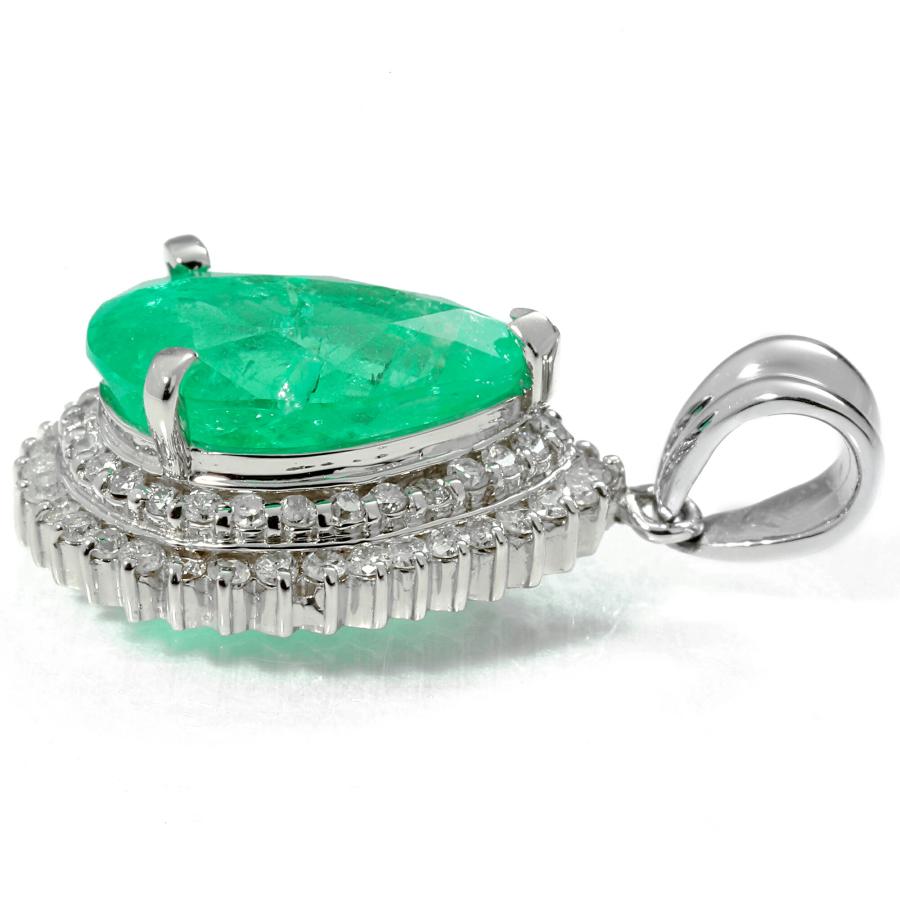 ペンダントトップ エメラルド 2.29ct ダイヤモンド 0.3ct プラチナ 