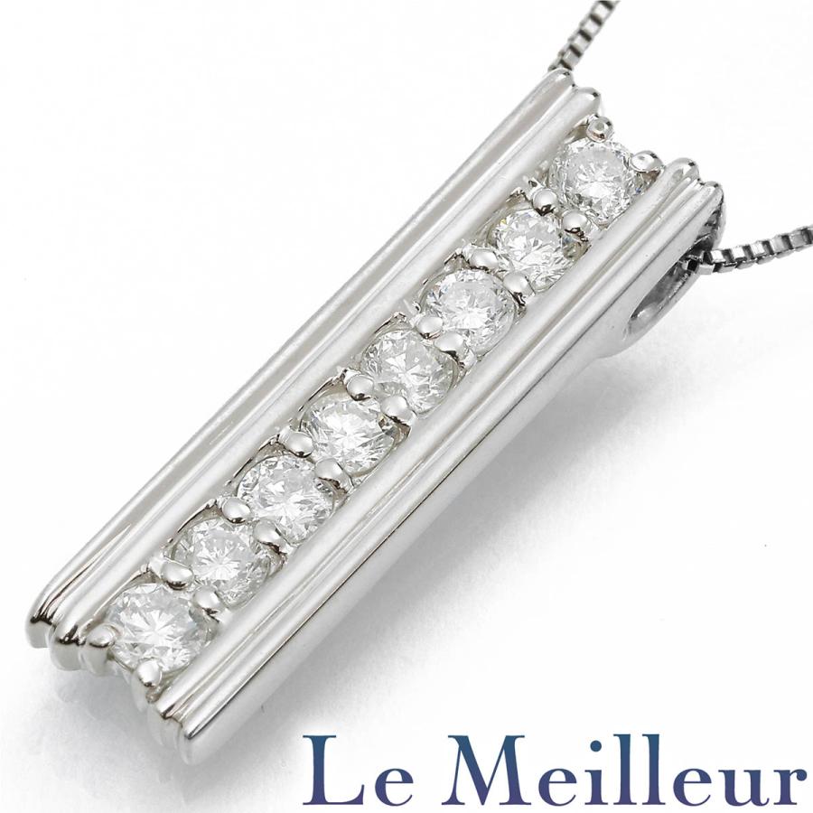 ダイヤモンド 0.3ct プラチナ Pt900 Iラインネックレス 8P  新品仕上済 中古 返品OK RE-PRICE | 
