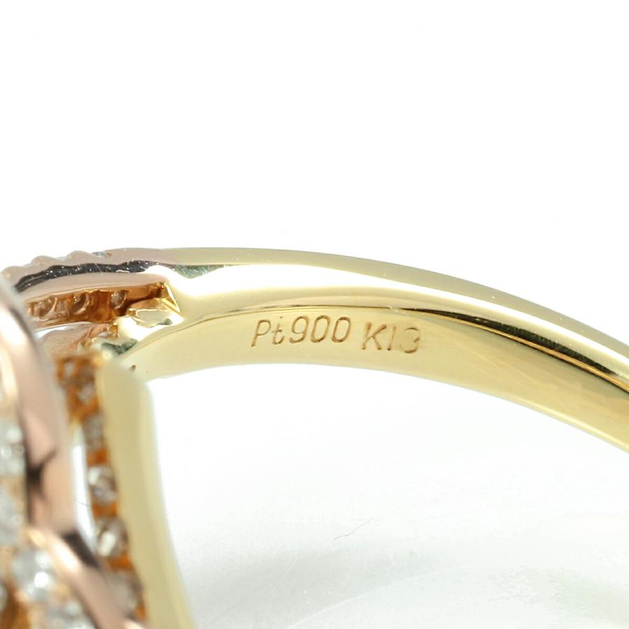 ダイヤモンド 0.81ct イエローゴールド K18YG フラワーモチーフリング 