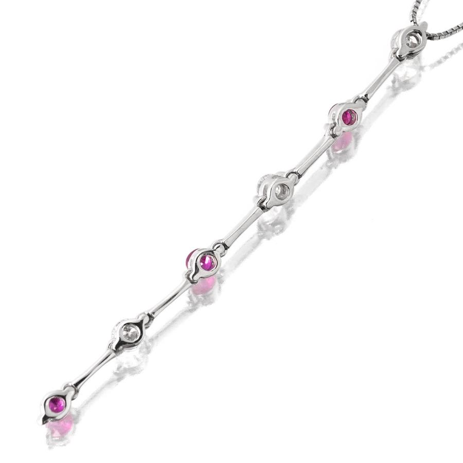 ネックレス ルビー 0.28ct ダイヤモンド 0.27ct K18WG 中古 プレラブド 