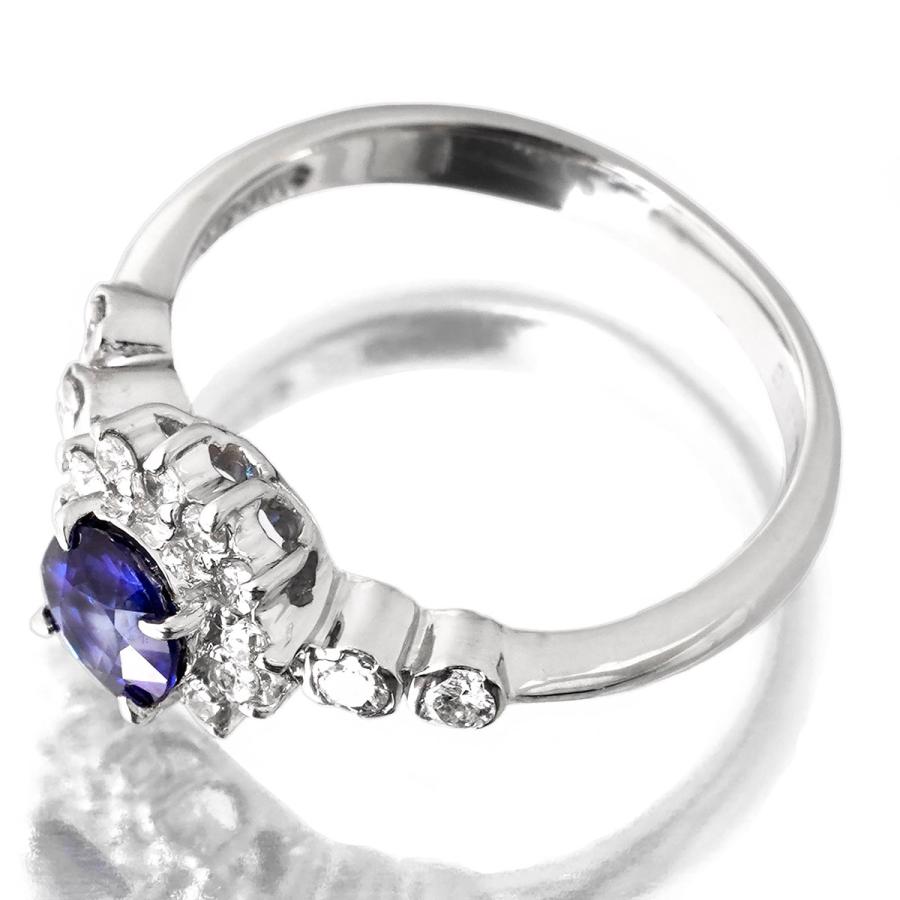 リング 指輪 サファイア 0.43ct ダイヤモンド Pt900 4号 中古  