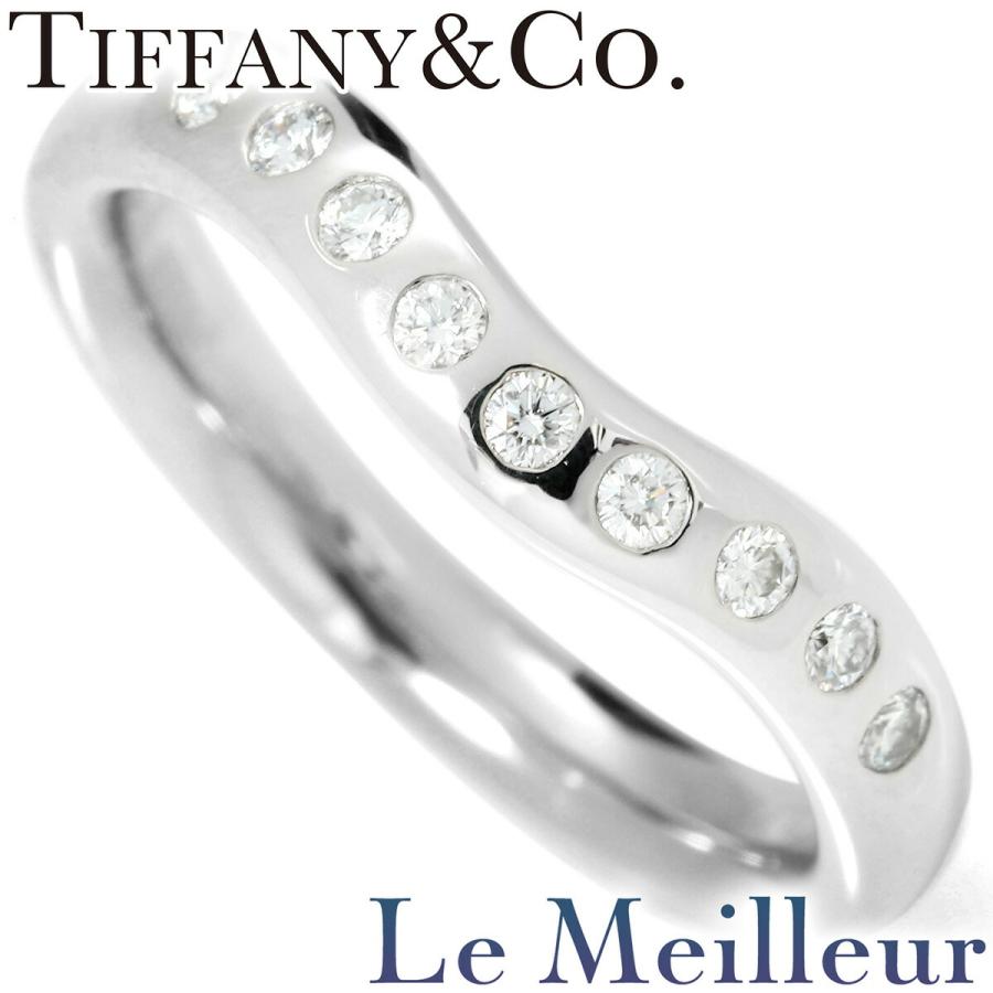 ティファニー カーブド バンドリング9PダイヤモンドリングPt950【美品】