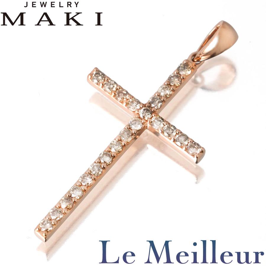 ジュエリーマキ クロスモチーフ ペンダントヘッド ブラウン