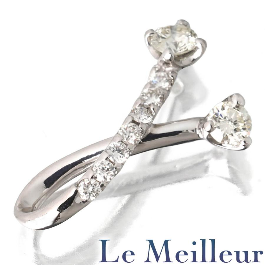 リボンモチーフ ペンダントヘッド ダイヤモンド 1.00ct K18WG 中古  