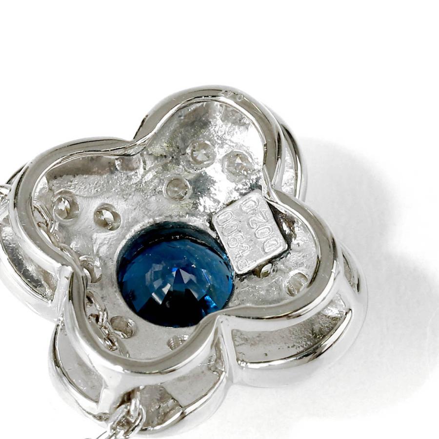 ブルーサファイア 0.47ct ダイヤモンド プラチナ Pt900 フラワー