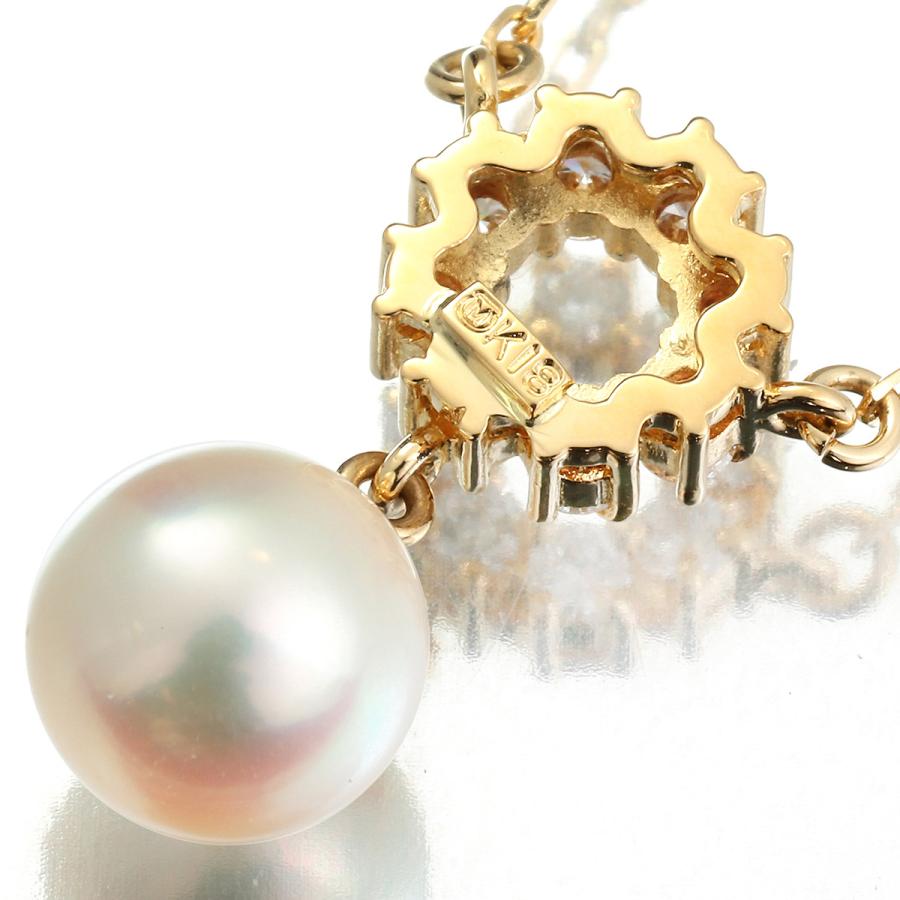 MIKIMOTO☆K18YGパールダイヤペンダント☆アコヤ真珠7.5㎜☆超美品 ミキモト ネックレス パール アコヤ真珠 7.5mm ダイヤ ネックレス K18YG