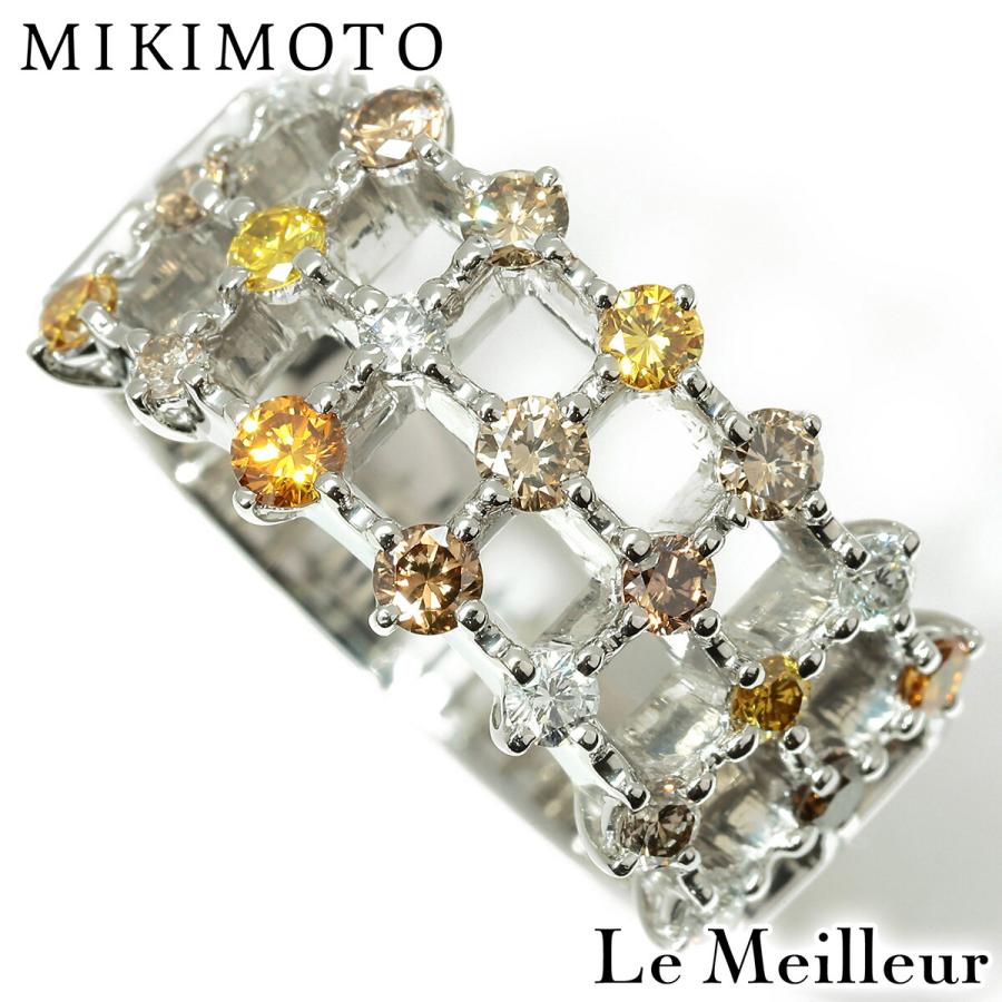 【こゆり⭐︎正規品】ミキモトリング・7号・Pt950製ダイヤ7石0.15ct MIKIMOTO（ミキモト） ブラウン＆イエローダイヤ リング ダイヤモンド
