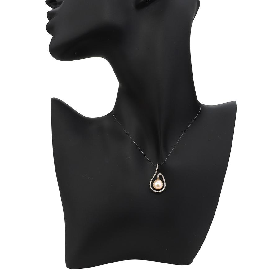 パール パヴェライン ペンダントトップ 真珠 8.5mm ダイヤモンド 0.24