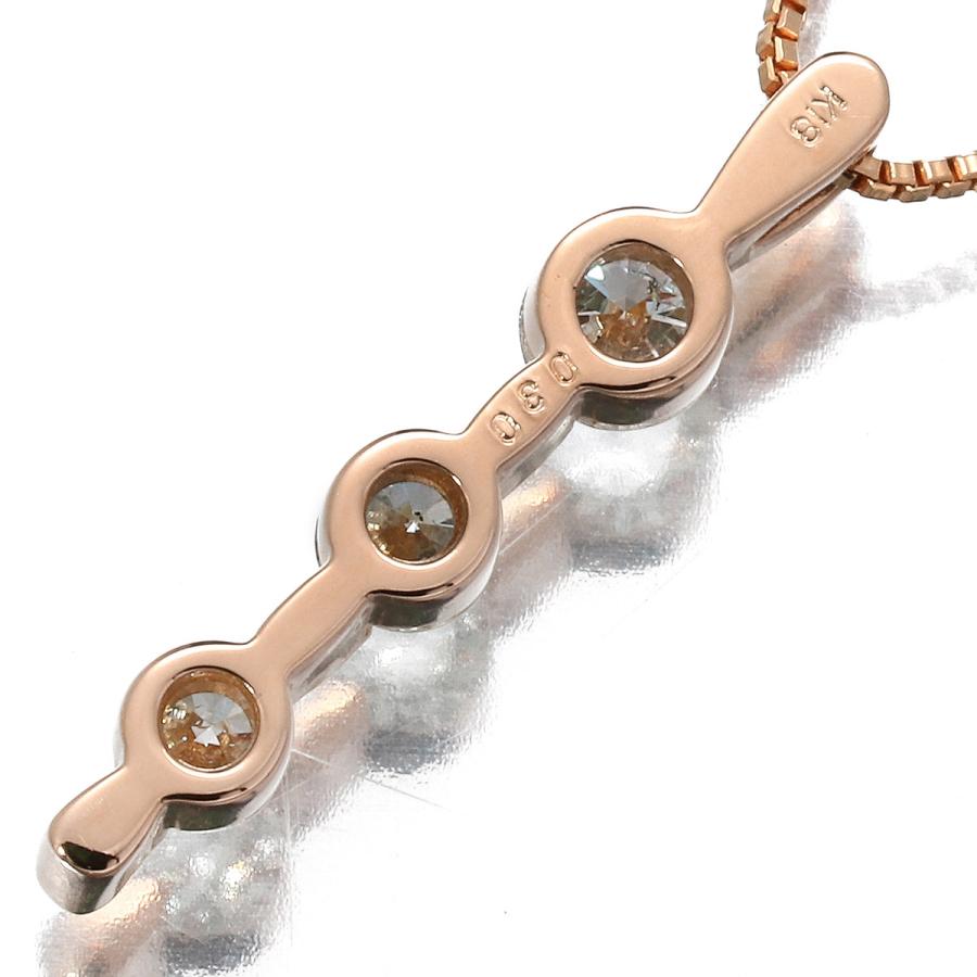 ダイヤモンド 0.30ct ピンクゴールド K18PG 3P グラデーションIライン 