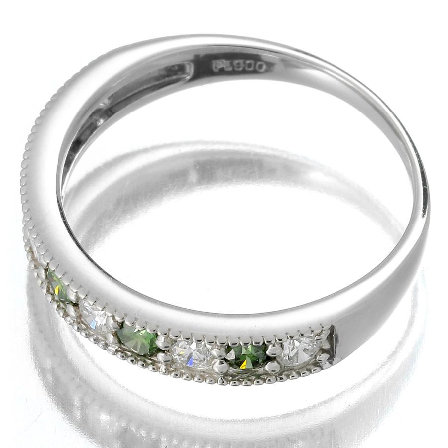 ダイヤモンド 0.5ct プラチナ Pt900 グリーン＆クリアダイヤ リング 12 