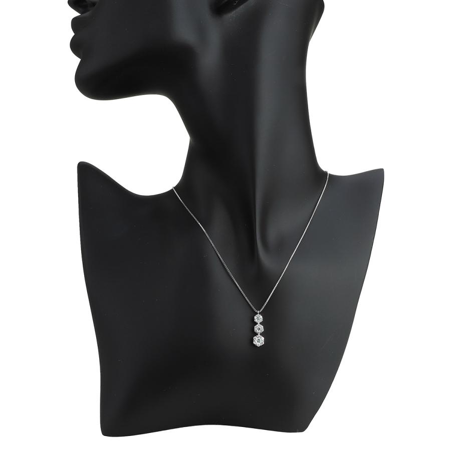 フラワーデザインネックレス ダイヤモンド 0.5ct K18WG 中古  