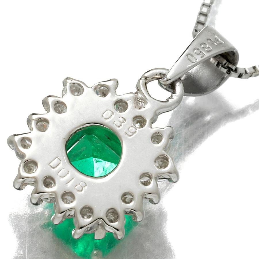 ネックレス エメラルド 0.39ct ダイヤモンド プラチナ Pt850 中古 返品 