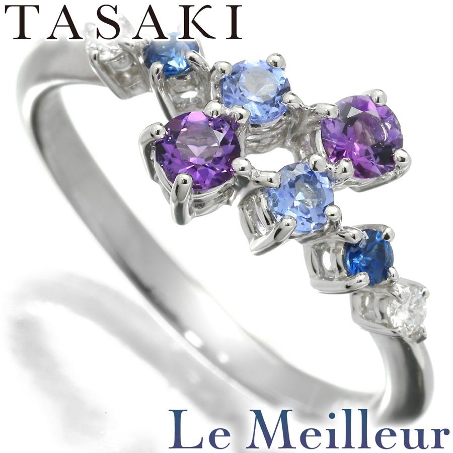タサキ リング 指輪 アメジスト ダイヤモンド K18WG 11号 TASAKI 中古 