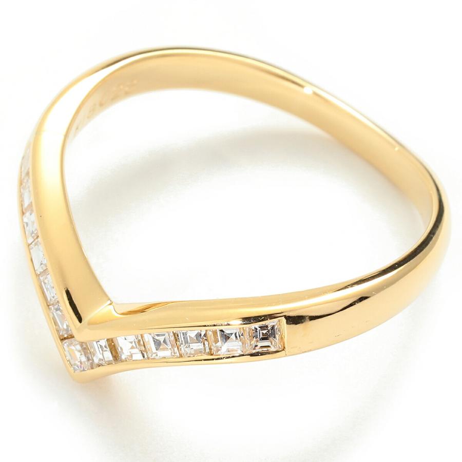 V字デザインリング 指輪 ダイヤモンド 0.28ct K18 11号 中古  