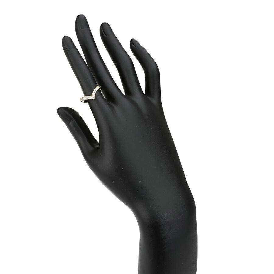 V字デザインリング 指輪 ダイヤモンド 0.28ct K18 11号 中古  