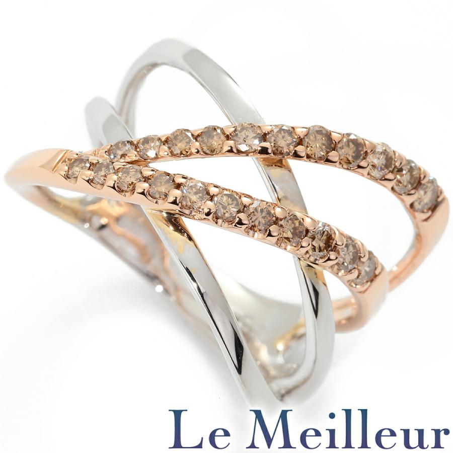 重ね付け風デザインコンビネーションリング 指輪 ダイヤモンド 0.56ct  