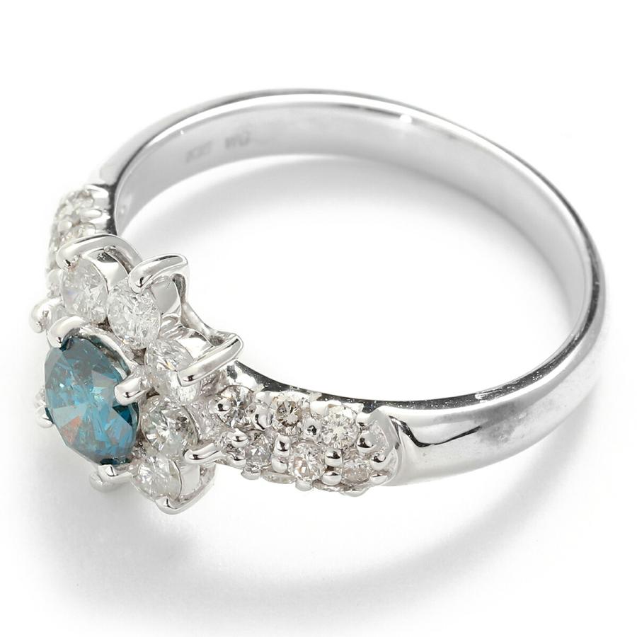 ヘイローデザインリング 指輪 ブルーダイヤモンド 0.43ct ダイヤモンド  