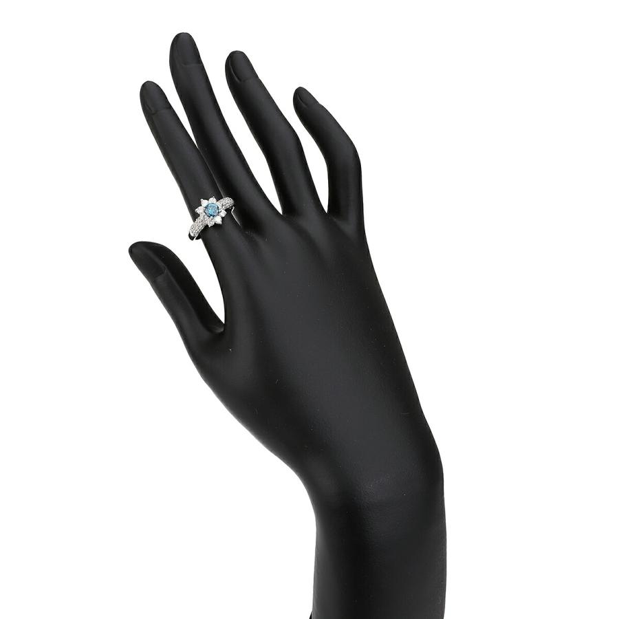 ヘイローデザインリング 指輪 ブルーダイヤモンド 0.43ct ダイヤモンド  