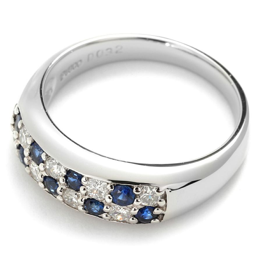 サファイア 0.32ct ダイヤモンド プラチナ Pt900 パヴェ デザイン 