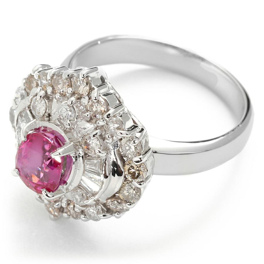 ヘイローデザインリング 指輪 ルビー 1.07ct ダイヤモンド 0.97ct  