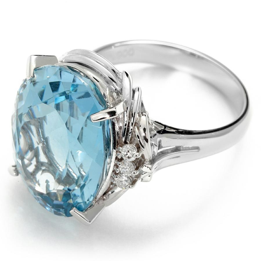 リング 指輪 ブルートパーズ 14.40ct ダイヤモンド Pt900 12号 中古  