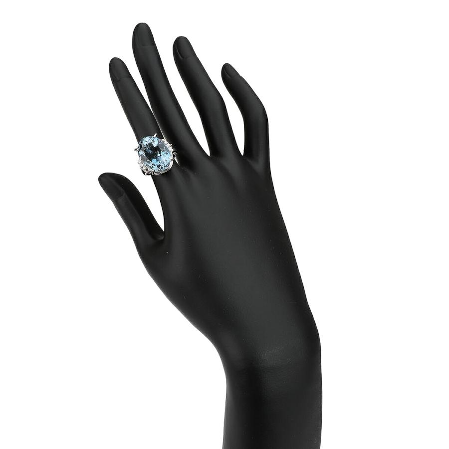 リング 指輪 ブルートパーズ 14.40ct ダイヤモンド Pt900 12号 中古  