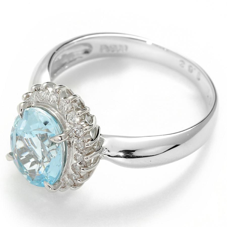 ヘイローデザインリング 指輪 アクアマリン 1.63ct ダイヤモンド 0.21  