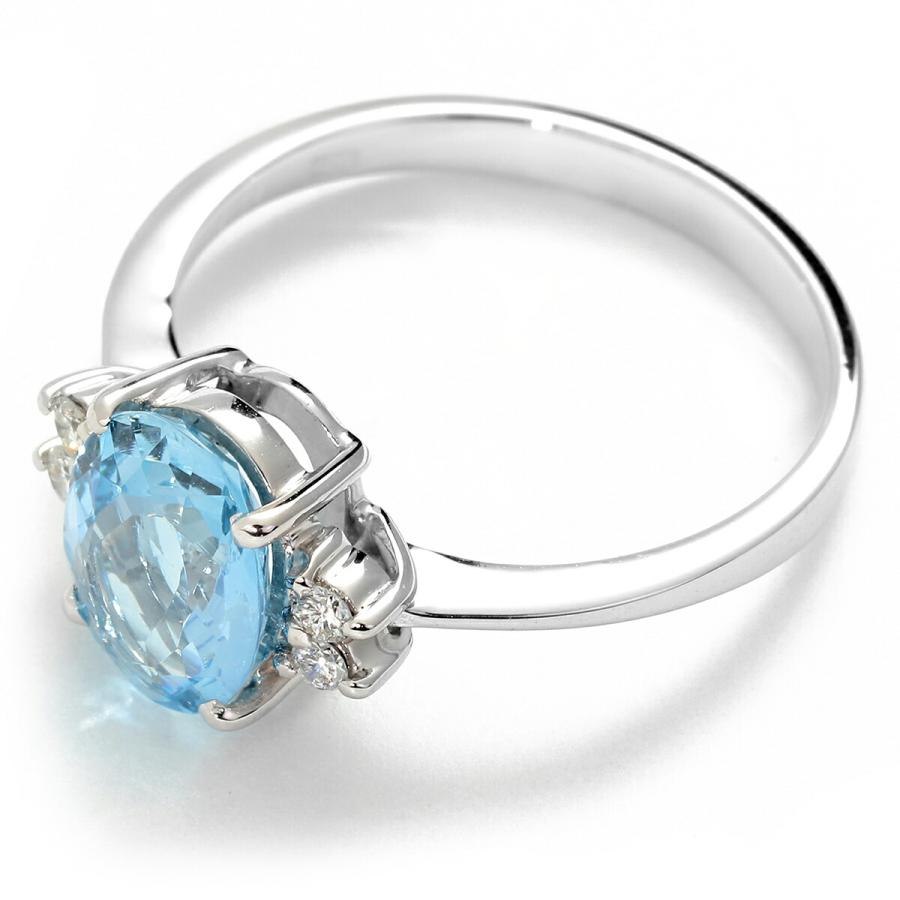 ダイヤモンド　アクアマリン　シルバーホワイトゴールド リング　14号 アクアマリン 1.41ct ダイヤモンド ホワイトゴールド K18WG リング 11