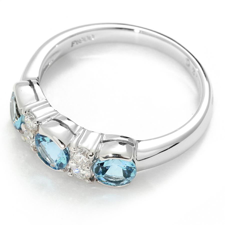 アクアマリン 0.93ct ダイヤモンド プラチナ Pt900 リング 13号 指輪 
