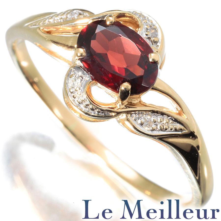 リング 指輪 ガーネット ダイヤモンド 14K 17号 中古 プレラブド 返品  