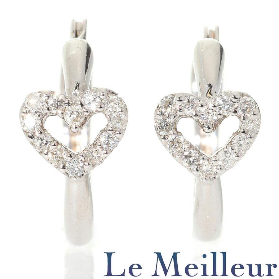 ハートデザインフープピアス ダイヤモンド K18 中古 プレラブド 返品OK 