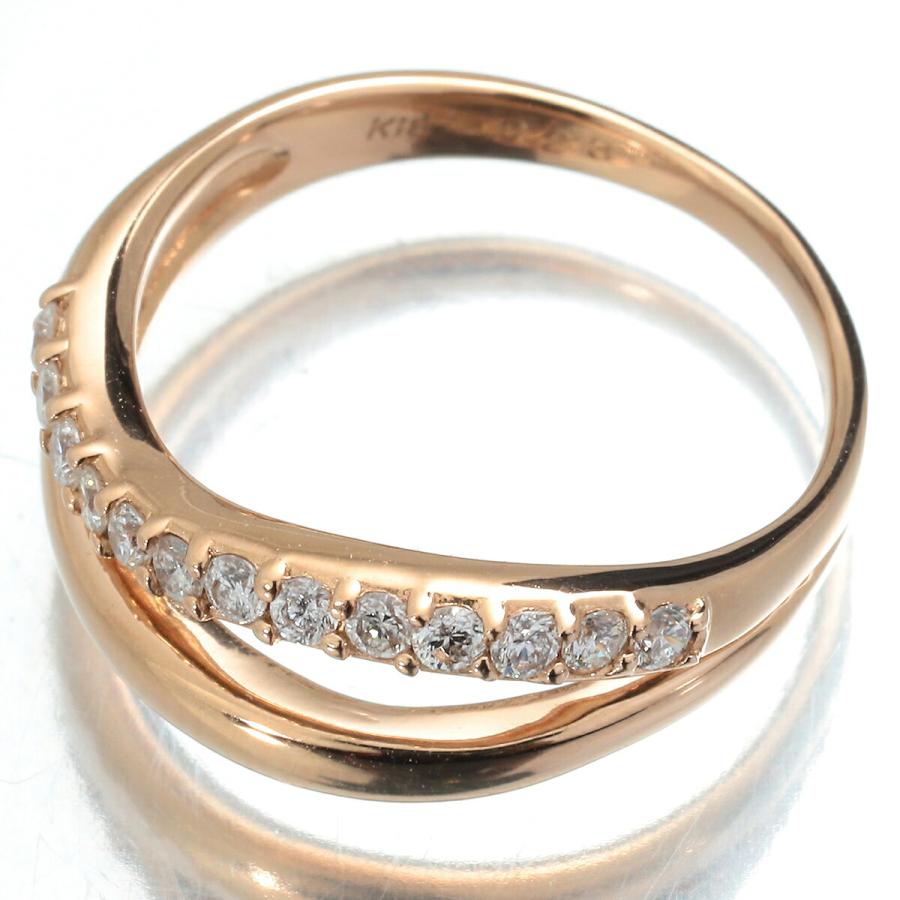 18K PG ハーフエタニティダイヤモンドリングピンクゴールド9号0.23ct