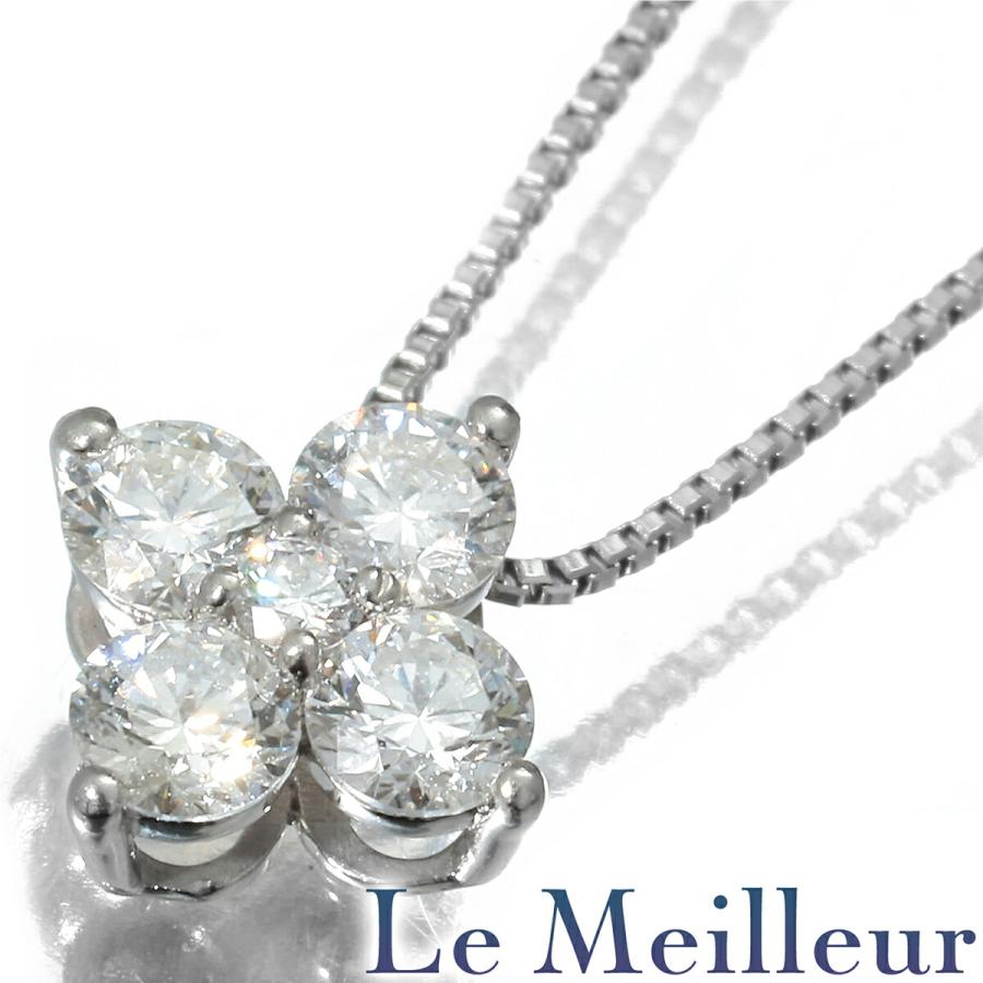 フラワーモチーフペンダントネックレス ダイヤモンド 0.3ct Pt900 中古  