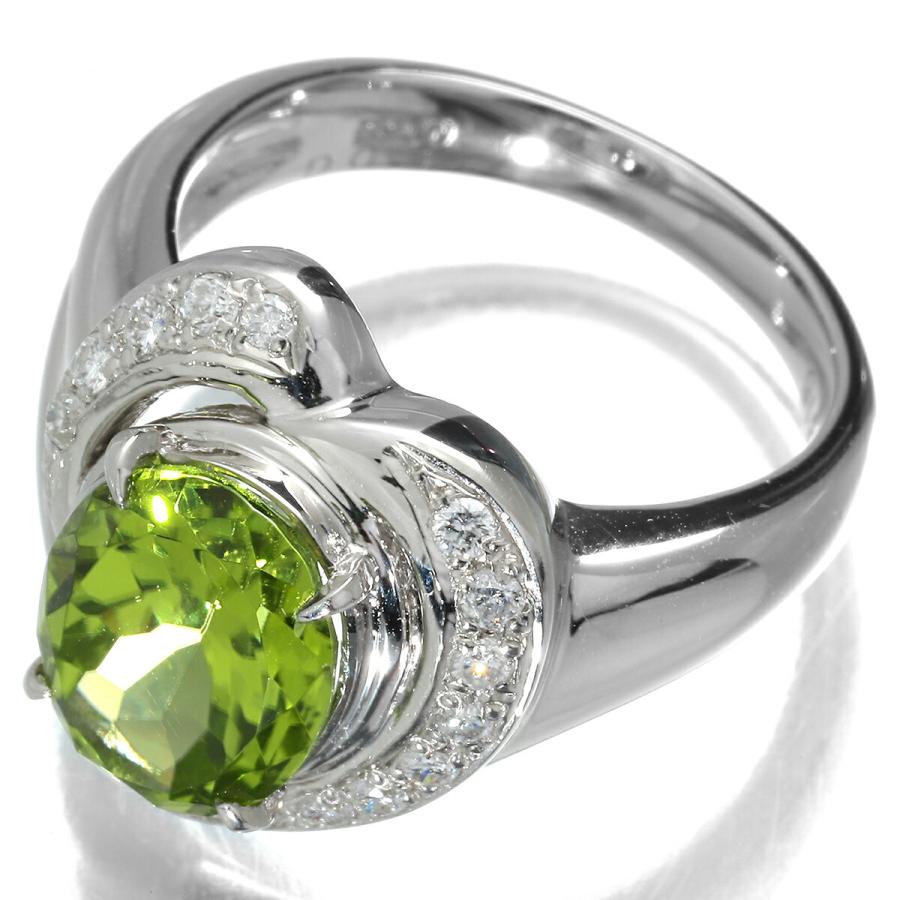 ペリドット 3.15ct ダイヤモンド プラチナ Pt900 リング 11.5号 指輪 