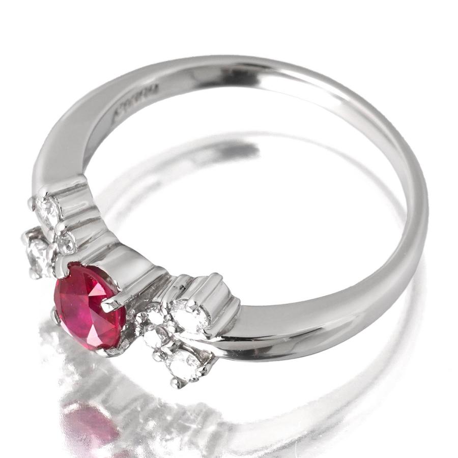 リボンデザインリング 指輪 ルビー 0.30ct ダイヤモンド プラチナ 