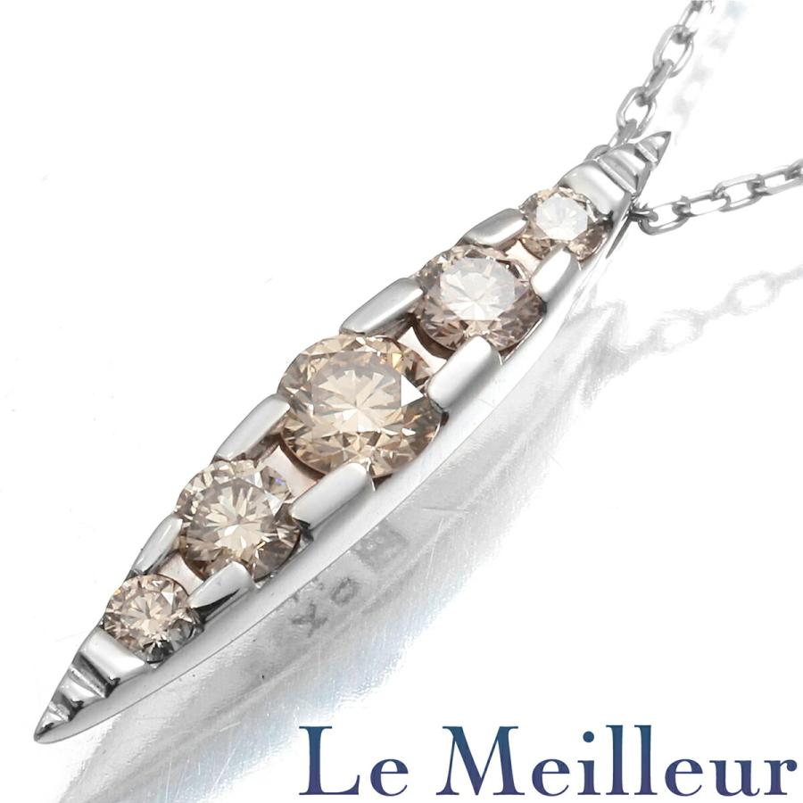 柏圭 ネイキッド リーフモチーフペンダントネックレス ブラウン  