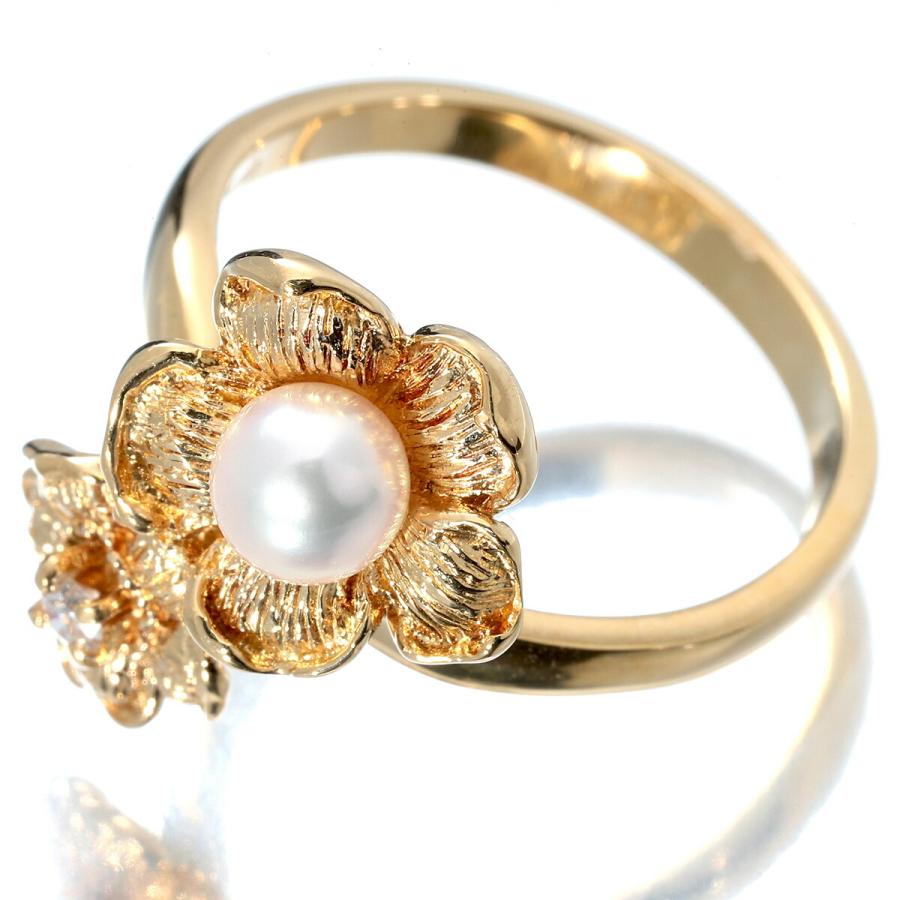 MIKIMOTO（ミキモト） 花 リング 指輪 アコヤ真珠 4.4mm ダイヤモンド