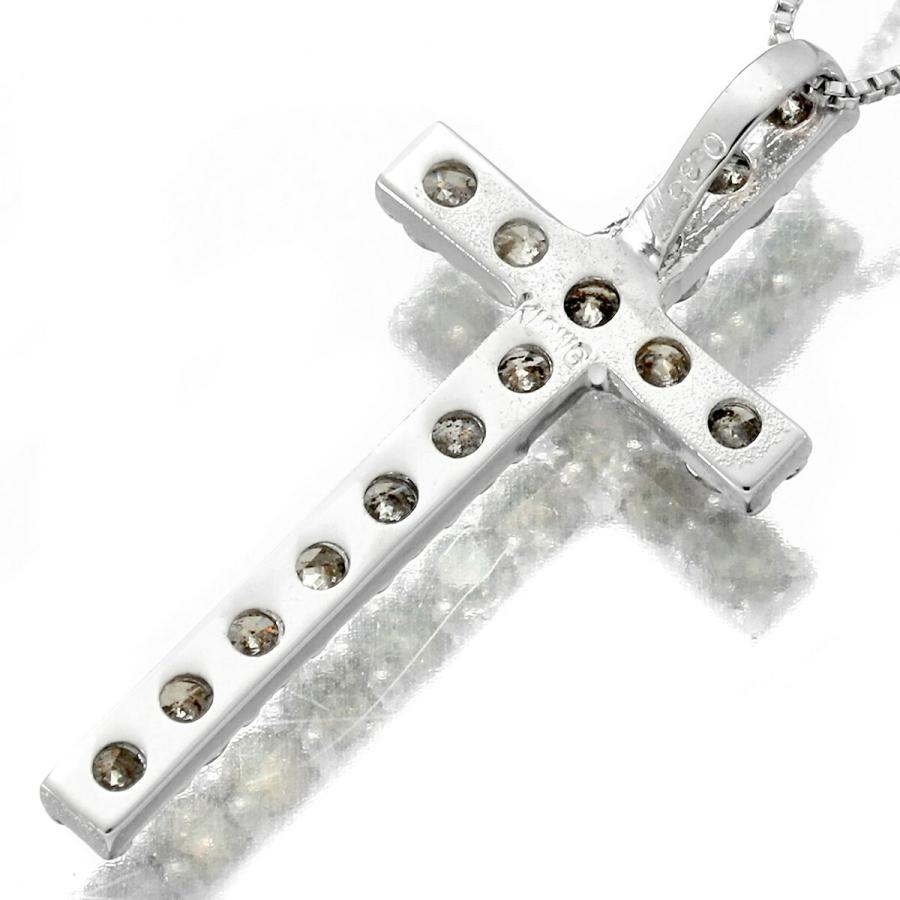 クロスモチーフ ペンダントネックレス ダイヤモンド 0.35ct ホワイト 