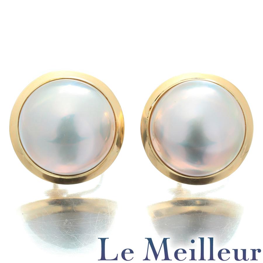 マベパールイヤリング マベ真珠 16.5mm K18 中古 返品OK : Le meilleur 