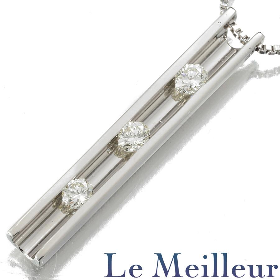 ダイヤモンド 0.37ct プラチナ PT850 バーネックレス 新品仕上済 中古 