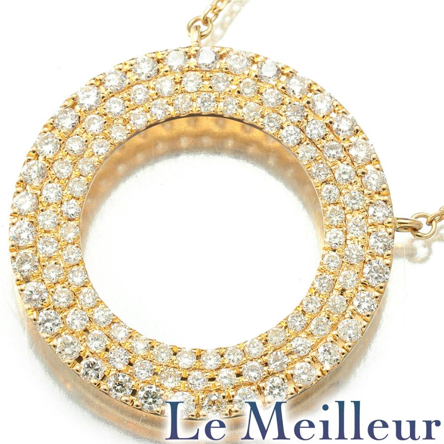 パヴェ サークルデザイン ネックレス ダイヤモンド 0.8ct K18 中古 