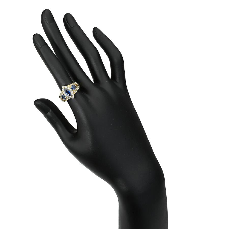 ヘイローデザインリング 指輪 サファイア 0.68ct 0.66ct K18 13号 中古  