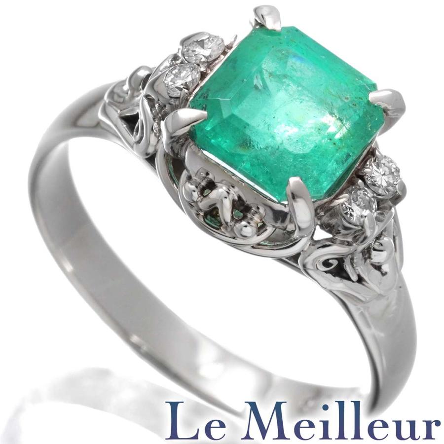 リング 指輪 エメラルド ダイヤモンド Pt900 13号 中古 プレラブド  